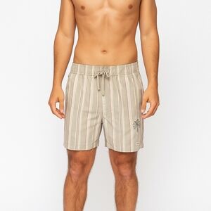 O'Neill Striped Shorts - Beige Sage And Brown Size M NWT